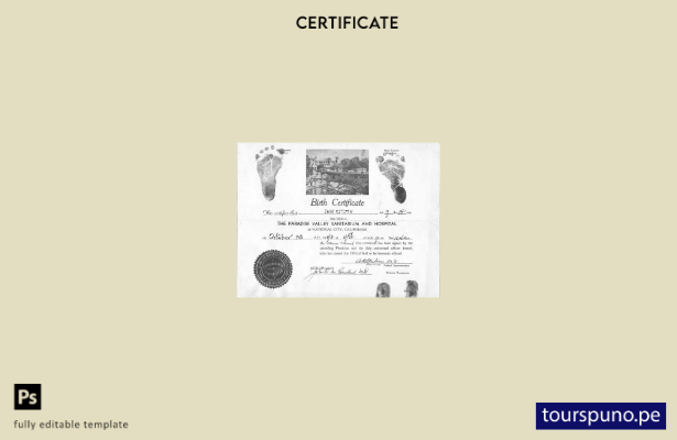 listo para imprimir Estados Unidos Plantilla de certificado de nacimiento del sa